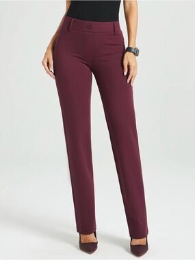 Betabrand Classic DPYP Dress Pant Yoga Pant Straight Leg Burgundy Size XL
